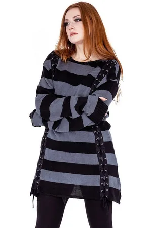 Vixxsin Longpullover Esmerelda Strickpulli Pullover Gestreift Goth - Verkäufer: Schompi Trading e.K.