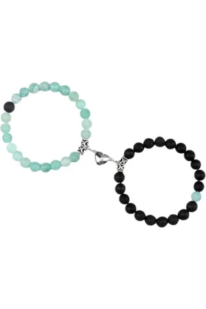 Bungsa Armband Perlen-Armband für Zwei 8mm mit Magnet Naturstein Unisex - in 3 Varian (2 Armband, 2-tlg), Bracelet Armschmuck - Verkäufer:
