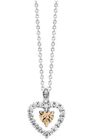 JULIE JULSEN Kette mit Anhänger 925 Silber rhodiniert Herz Zirkonia weiß champagner