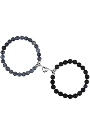 Bungsa Armband Perlen-Armband für Zwei 8mm mit Magnet Naturstein Unisex - in 3 Varian (2 Armband, 2-tlg), Bracelet Armschmuck - Verkäufer: