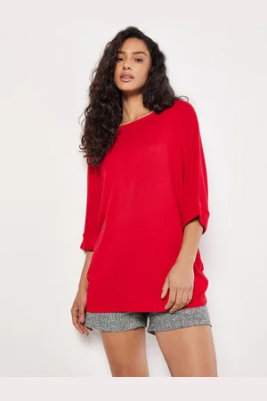 Apricot Rundhalsshirt Longshirt, (1-tlg) mit Fledermausärmeln - Verkäufer: