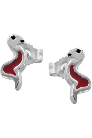 GALLAY Paar Ohrstecker Ohrring 10x4mm Kinderohrring Schlange rot-schwarz Silber 925 (1-tlg) - Verkäufer: Cats Collection