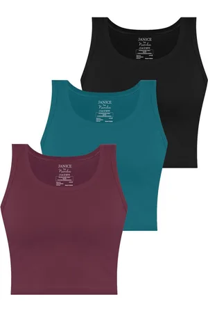 Janice Tanktop 3 x Damen crop Top Namlea Kurzes Tanktop aus Baumwolle - Verkäufer: NORMANI