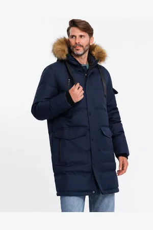 Ombre Clothing Winterjacke Lange warme Herrenjacke mit Kapuze - Verkäufer: