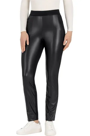 STEHMANN Stretch-Hose Imilia6-747, schmale 7/8 Hose mit vorderem, veganem Leder-Einsatz - Verkäufer: Gio Milano