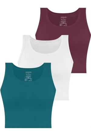 Janice Tanktop 3 x Damen crop Top Namlea Kurzes Tanktop aus Baumwolle - Verkäufer: NORMANI