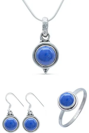 mantraroma Schmuckset 925er Silber mit Lapis Lazuli (Schmuckset aus 925 Silber) - Verkäufer: