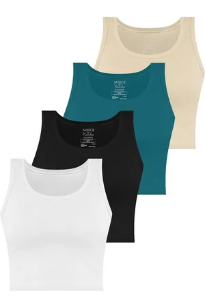 Janice Tanktop 4 x Damen crop Top Namlea Kurzes Tanktop aus Baumwolle - Verkäufer: NORMANI