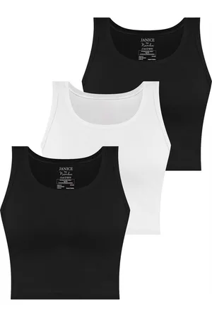 Janice Tanktop 3 x Damen crop Top Namlea Kurzes Tanktop aus Baumwolle - Verkäufer: NORMANI