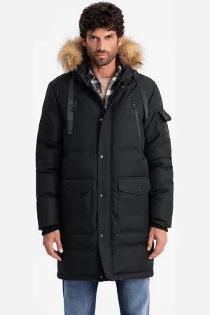 Ombre Clothing Winterjacke Lange warme Herrenjacke mit Kapuze - Verkäufer: