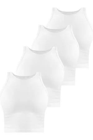 Janice Tanktop 4 x Damen crop Top hochgeschlossen Niah Kurzes Tanktop aus Baumwolle - Verkäufer: NORMANI