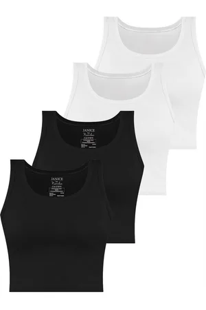 Janice Tanktop 4 x Damen crop Top Namlea Kurzes Tanktop aus Baumwolle - Verkäufer: NORMANI