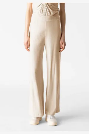 Les Lunes Stoffhose MICHELLE Rib Wide Leg LENZING™ ECOVERO™ Viskose, femininer Chic, gerades weites Bein,bequem - Verkäufer: GoJungo GmbH
