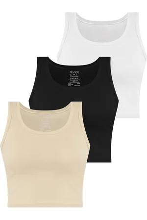 Janice Tanktop 3 x Damen crop Top Namlea Kurzes Tanktop aus Baumwolle - Verkäufer: NORMANI