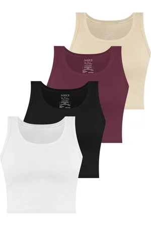 Janice Tanktop 4 x Damen crop Top Namlea Kurzes Tanktop aus Baumwolle - Verkäufer: NORMANI