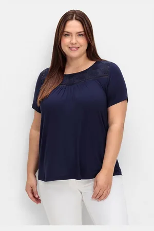 Sheego T-Shirt Große Größen mit Spitzeneinsatz, aus Viskosejersey