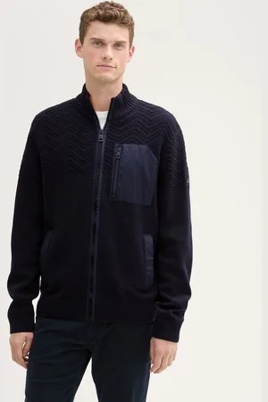 TOM TAILOR Cardigan Strickjacke mit Materialmix mit Logo Badge - Verkäufer:
