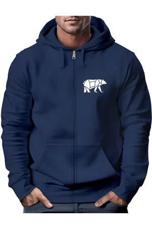 Neverless Sweatjacke Zip-Hoodie Sweatjacke mit Kapuze Wandern Bär Line-Art Print Aufdruck - Verkäufer: Akowi