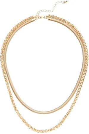 Lascana Collier Layerkette, 2 reihige Halskette, Schlangenkette und Zopfkette in Layer Optik