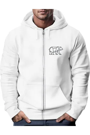 Neverless Sweatjacke Zip-Hoodie Sweatjacke mit Kapuze Wandern Bär Line-Art Print Aufdruck - Verkäufer: Akowi