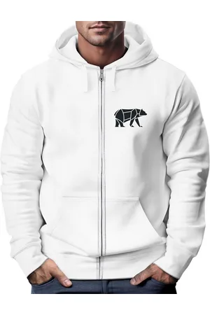 Neverless Sweatjacke Zip-Hoodie Sweatjacke mit Kapuze Wandern Bär Line-Art Print Aufdruck - Verkäufer: Akowi