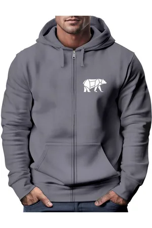 Neverless Sweatjacke Zip-Hoodie Sweatjacke mit Kapuze Wandern Bär Line-Art Print Aufdruck - Verkäufer: Akowi