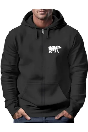 Neverless Sweatjacke Zip-Hoodie Sweatjacke mit Kapuze Wandern Bär Line-Art Print Aufdruck - Verkäufer: Akowi