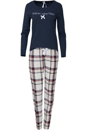LOUIS & LOUISA Schlafanzug Pyjama Damen - WARM UMS HERZ - dunkelblau/flanell - Verkäufer: Alpenwahnsinn Tracht & Lifestyle