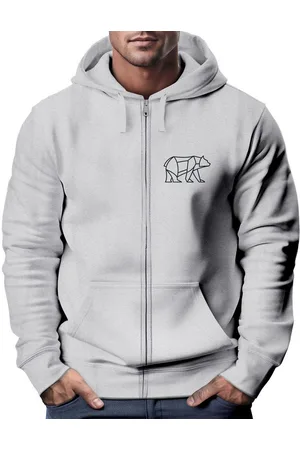 Neverless Sweatjacke Zip-Hoodie Sweatjacke mit Kapuze Wandern Bär Line-Art Print Aufdruck - Verkäufer: Akowi