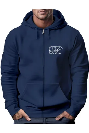 Neverless Sweatjacke Zip-Hoodie Sweatjacke mit Kapuze Wandern Bär Line-Art Print Aufdruck - Verkäufer: Akowi