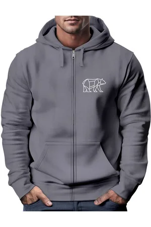 Neverless Sweatjacke Zip-Hoodie Sweatjacke mit Kapuze Wandern Bär Line-Art Print Aufdruck - Verkäufer: Akowi