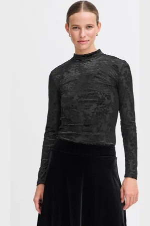 B YOUNG Longsleeve BYSHIRLEY TOP 2 - elegantes Langarm-Shirt mit Samt-Details - Verkäufer: meinemarkenmode