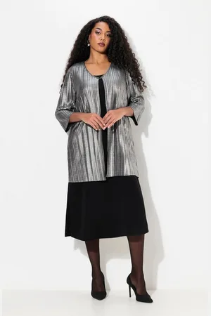 Ulla Popken Sommerjacke Plissee-Jacke V-Ausschnitt Hakenverschluss 3/4-Arm - Verkäufer: Popken Fashion Group