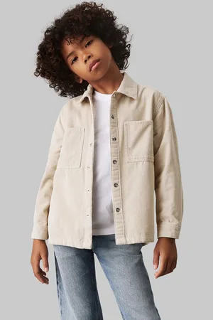 Calvin Klein Langarmhemd Corduroy Straight Overshirt für Kinder bis 16 Jahre und mit Logopatch