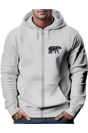 Neverless Sweatjacke Zip-Hoodie Sweatjacke mit Kapuze Wandern Bär Line-Art Print Aufdruck - Verkäufer: Akowi