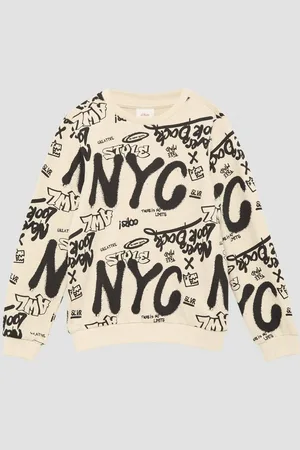 QS by s.Oliver Sweatshirt Sweatshirt mit All-over-Print Rippbündchen - Verkäufer: