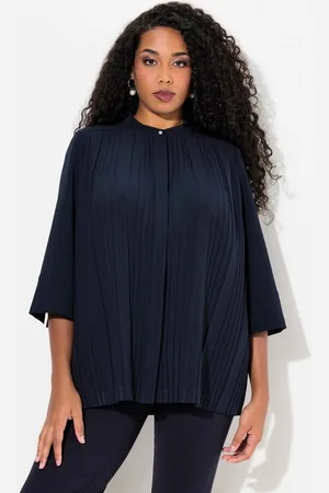 Ulla Popken Satinbluse Bluse Plissee-Einsätze Stehkragen 3/4-Arm - Verkäufer: Popken Fashion Group