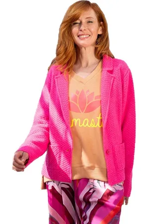 miss goodlife Jackenblazer MG9544 Tweed-Blazer Peace!,Love!, neon pink - Verkäufer: Lord of Label