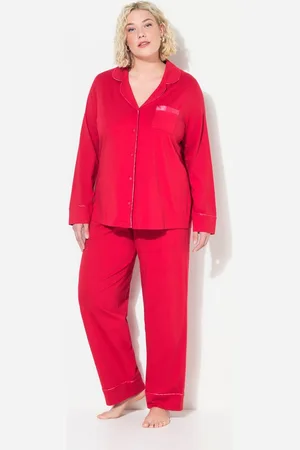 Ulla Popken Pyjama Pyjama Satin-Piping Reverskragen Langarm - Verkäufer: Popken Fashion Group
