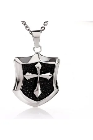 Karisma Kette mit Anhänger Edelstahl Wappen Anhänger Kreuz Geschwärzt Mit Edelstahl Kette - Verkäufer: Schmuck