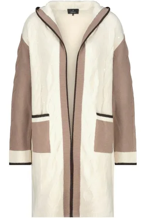 monari Outdoorjacke Strickmantel mit Zopfmuster marshmallow - Verkäufer: Lieblingsstücke