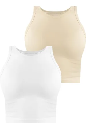 Janice Tanktop 2 x Damen crop Top hochgeschlossen Niah Kurzes Tanktop aus Baumwolle - Verkäufer: NORMANI
