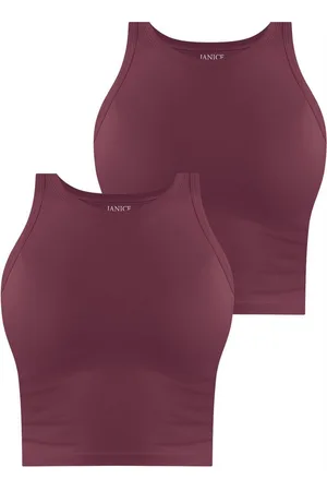 Janice Tanktop 2 x Damen crop Top hochgeschlossen Niah Kurzes Tanktop aus Baumwolle - Verkäufer: NORMANI