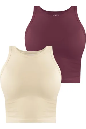 Janice Tanktop 2 x Damen crop Top hochgeschlossen Niah Kurzes Tanktop aus Baumwolle - Verkäufer: NORMANI