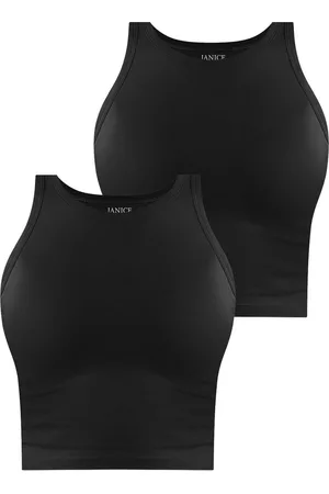 Janice Tanktop 2 x Damen crop Top hochgeschlossen Niah Kurzes Tanktop aus Baumwolle - Verkäufer: NORMANI