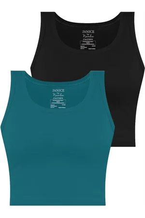 Janice Tanktop 2 x Damen crop Top Namlea Kurzes Tanktop aus Baumwolle - Verkäufer: NORMANI