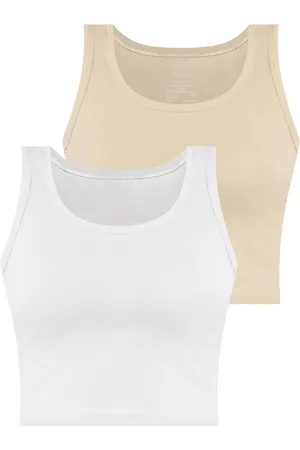 Janice Tanktop 2 x Damen crop Top Namlea Kurzes Tanktop aus Baumwolle - Verkäufer: NORMANI