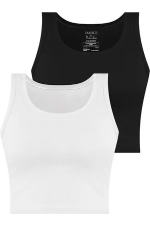 Janice Tanktop 2 x Damen crop Top Namlea Kurzes Tanktop aus Baumwolle - Verkäufer: NORMANI
