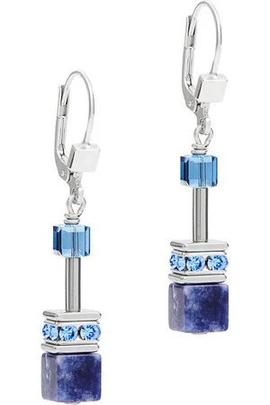 COEUR DE LION Paar Ohrhänger Schmuck Edelstahl GeoCUBE® Iconic Precious Würfelkette, 4017/20, Made in Germany - mit Swarovski® Kristall, Strassstein, Schmuckstein