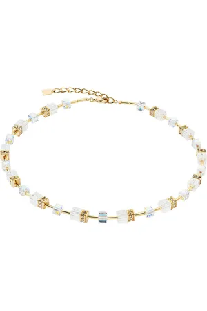 COEUR DE LION Collier Schmuck Edelstahl GeoCUBE® Iconic Nature Würfelkette, 3018/10-1416, Made in Germany - mit Bergkristall, Swarovski® Kristall, Strassstein